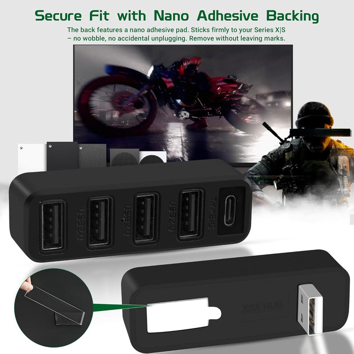 Joso USB-Hub mit 5 Anschlüssen für die Xbox-Serie, Hochgeschwindigkeits-USB-Anschluss ExpanderAdapte