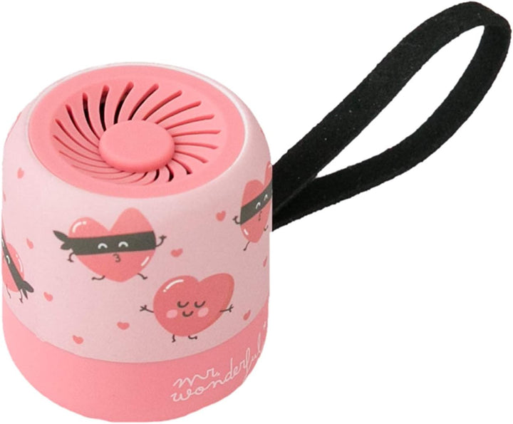 mr. wonderful* Mini Bluetooth Lautsprecher mit Herzen Design Marke Laufzeit von 3-4 Stunden. Rosa.