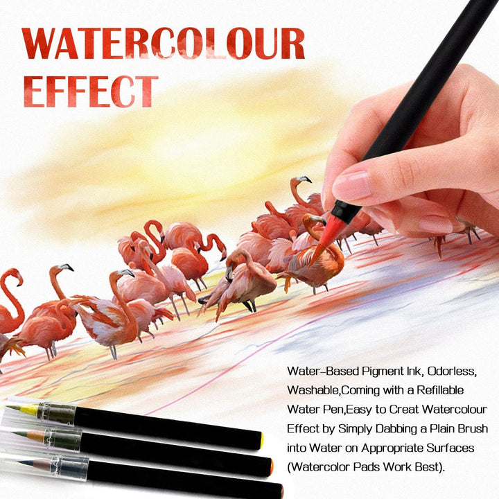 Amteker 24+1 Aquarellstifte Brush Pen Set, Malen, Pinselstifte mit Flexiblen Nylonspitzen, Wasserfar