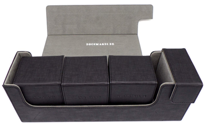 docsmagic.de Premium Magnetic Tray Long Box Black Medium + 3 Flip Boxes - Schwarz Medium + 3 Flip Bo