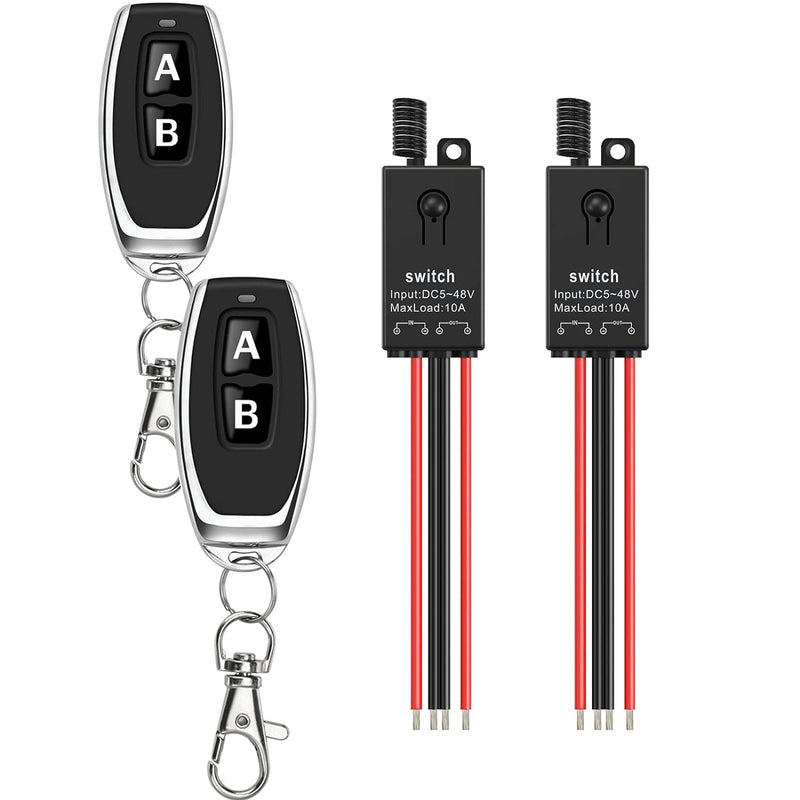 dstfuy lichtschalter set funk,2 Wege Mini Fernschalter,DC 5V/12V/24V/48/10A Wireless Lichtschalter F
