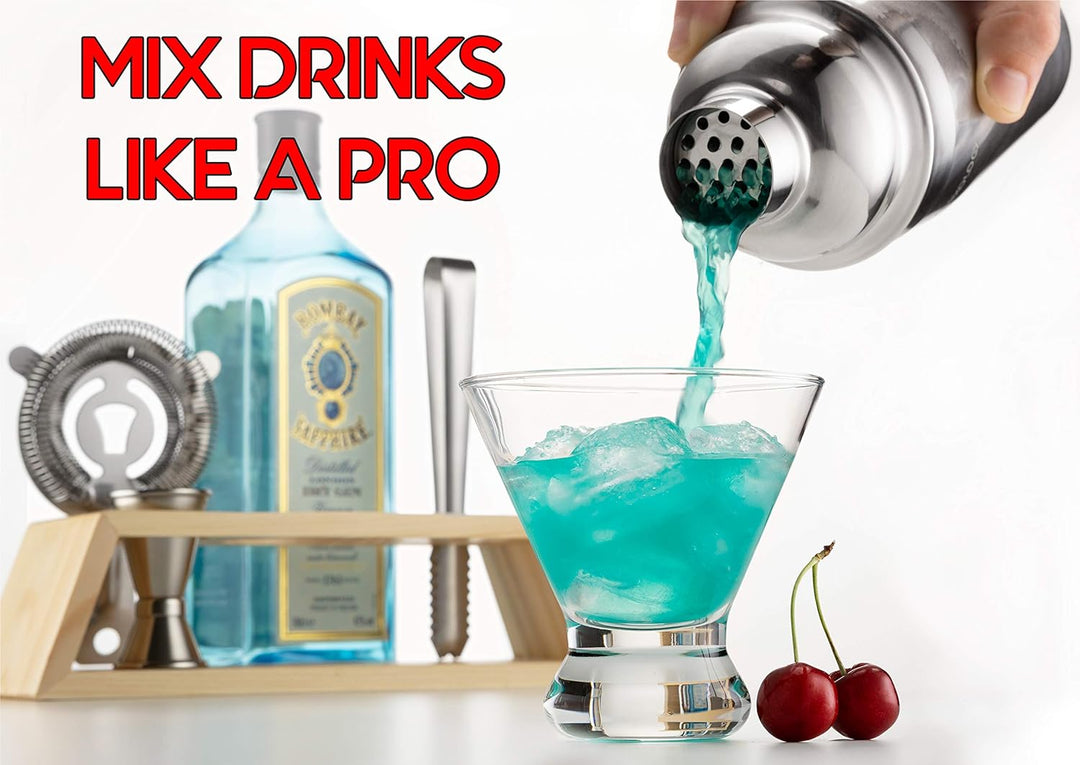 Mixology & Craft Cocktail Set 10tlg. mit Ständer - Edelstahl Cocktail Shaker, Bar Zubehör, Rezepte