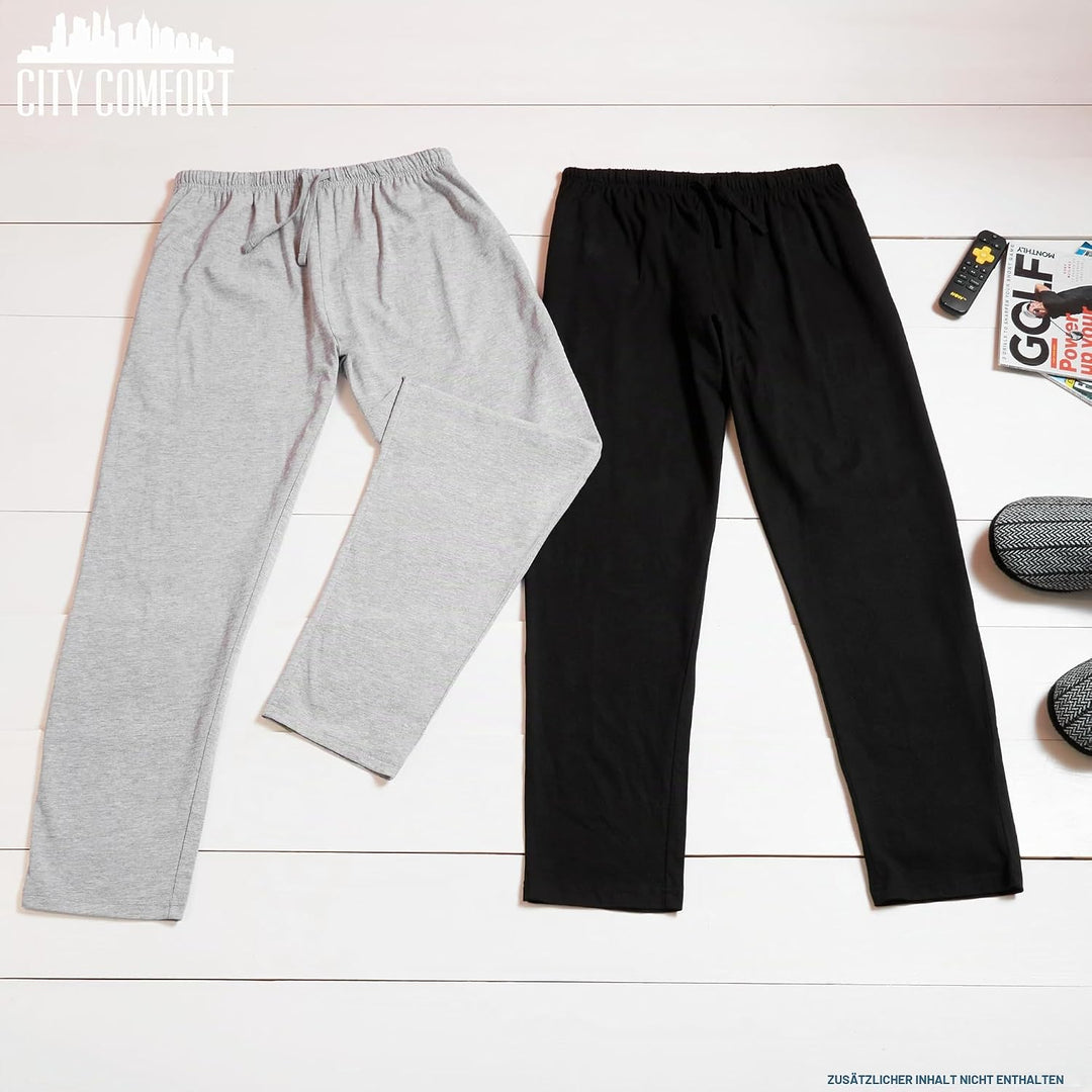 CityComfort Herren Schlafanzughose Lang mit Seitentaschen &amp; elastischem Bund, 2er Pack XL Bund mit K