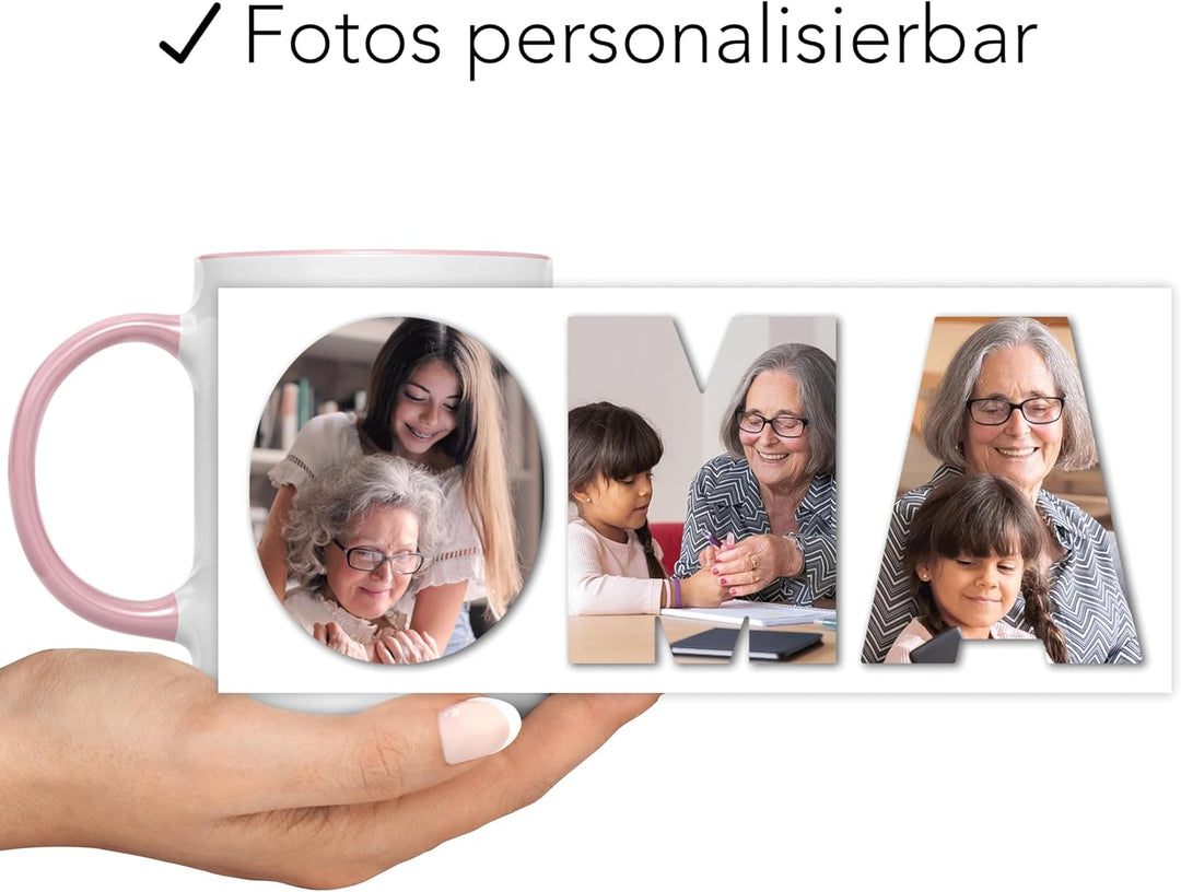 Oma Fototasse mit eigenem Bild personalisiert Tasse mit Fotos Fotogeschenk für Grossmutter Geschenk