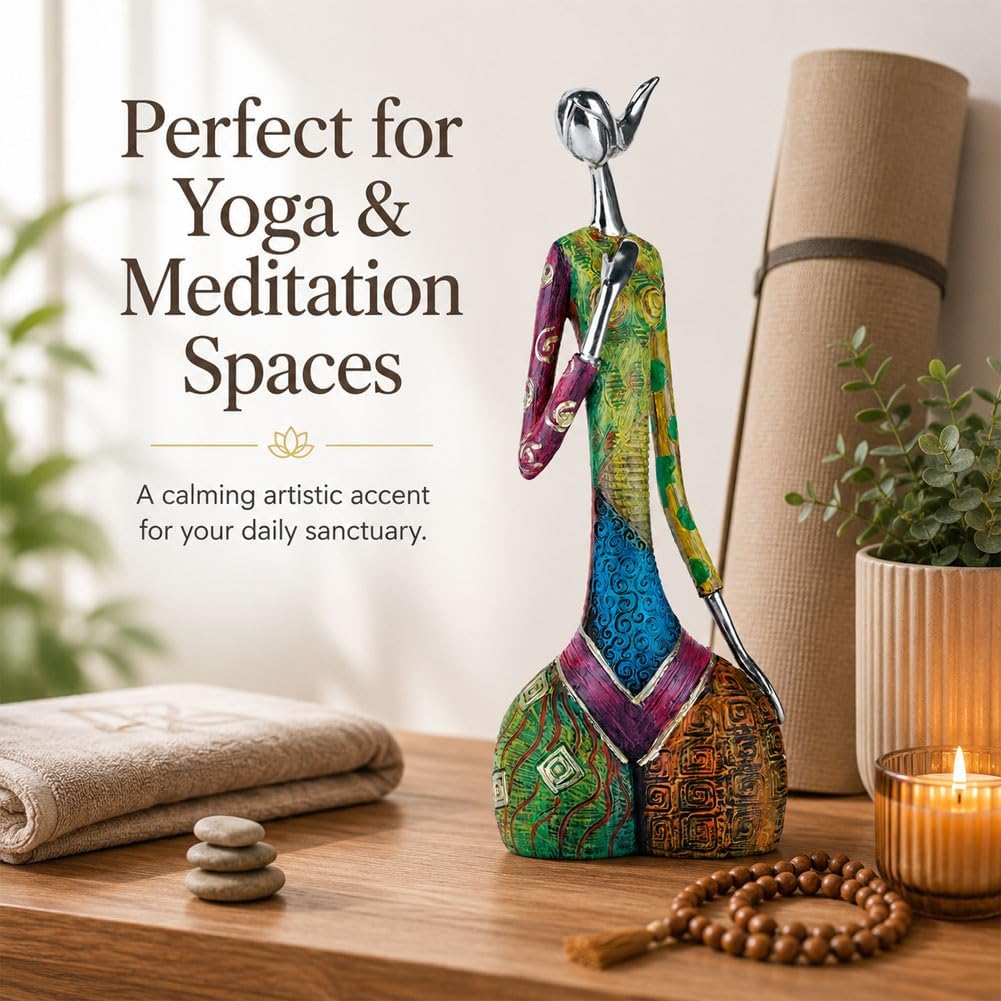 Statuen und Skulpturen Abstrakter Yoga-Kunst Frau, kreative Vollfarb-Ölgemälde-Kunst-Frauenstatue, M