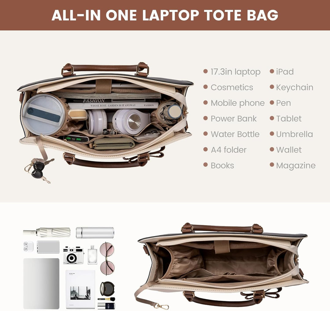 LOVEVOOK Handtasche Damen Gross, 17,3 Zoll Laptoptasche Arbeitstasche Elegant Uni Tasche Schultasche