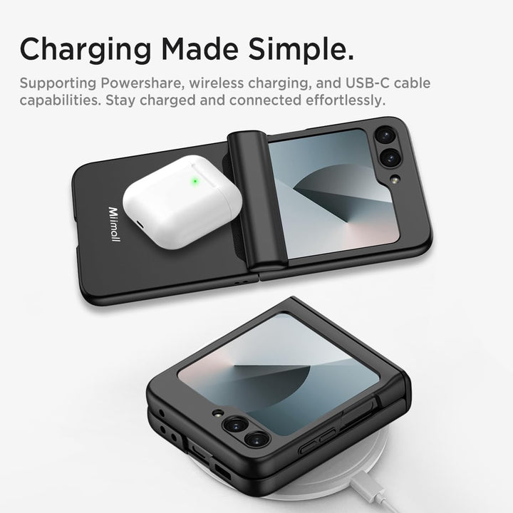 Miimall Kompatibel mit Samsung Galaxy Z Flip 6/Flip7 FE Hülle mit Scharnierschutz Magnetischer [Exte
