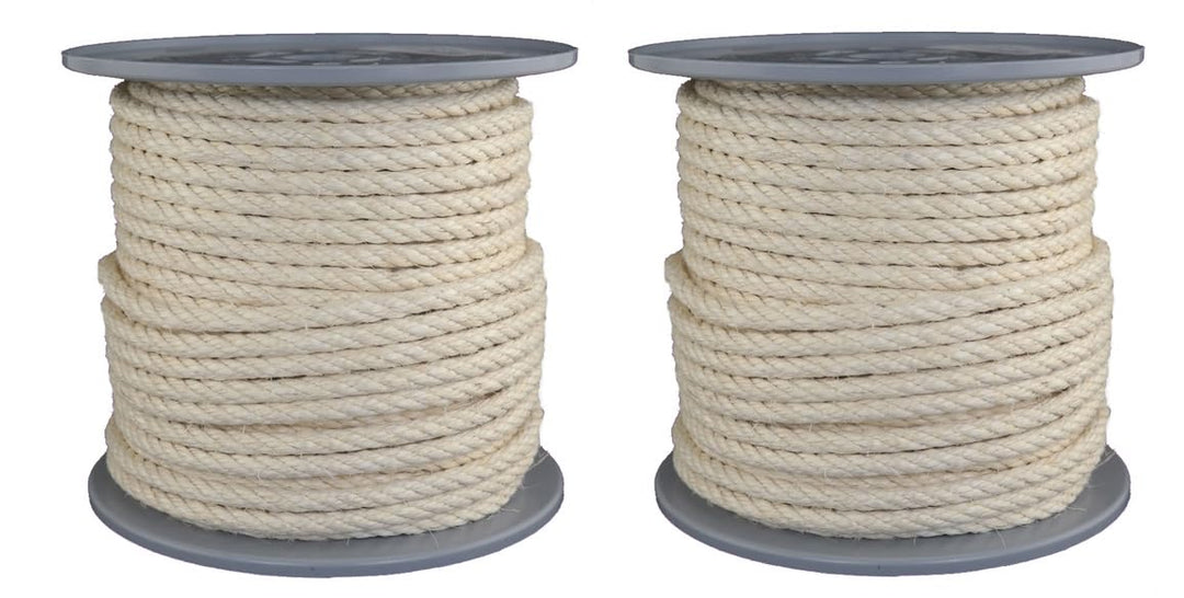 Sisal Sisalseil Durchmesser 8 mm - 2 mal 50 Meter auf Scheibenspule, total 100 Meter Seil