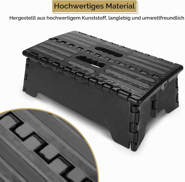 Dioche Tritthocker Klappbarer Tritthocker, tragbarer Tritthocker für oben Auto/Bad, Schwarz, 38 x 21