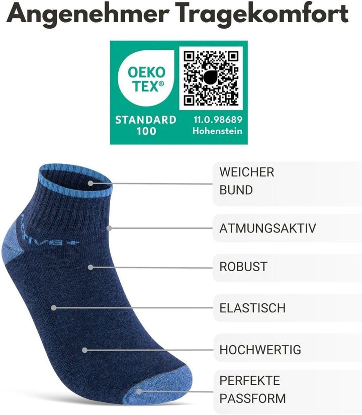 Sneaker Socken Quarter Sportsocken Herren & Damen (6 oder 12 Paar) Gepolstert mit Frotteesohle - Atm
