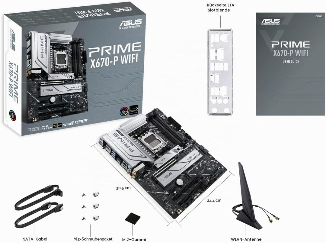 ASUS PRIME X670-P WIFI Gaming Mainboard Sockel AMD AM5 (Ryzen 7000, ATX, PCIe 5.0, 3x M.2, DDR5-Spei