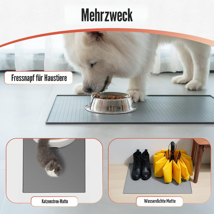 Conlun Hunde und Katzen Futtermatte 60x40 cm, rutschfeste Silikonmatte | Wasserdichte Haustier Futte