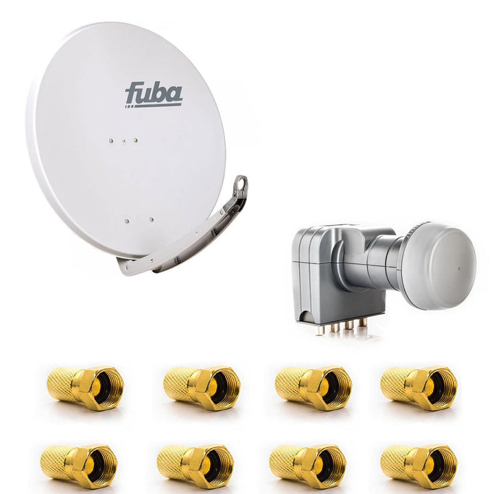 Fuba DAA 850 G Satellitenantenne 85cm Aluminium Grau DEK 417 Quad LNB Direktanschluss 4 Teilnehmer 8