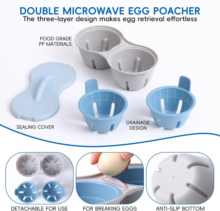 Eierkocher Mikrowelle, Eierkochers 2 Eier, Pochierte Eier Maker, Eierkocher für die Mikrowelle, Eier