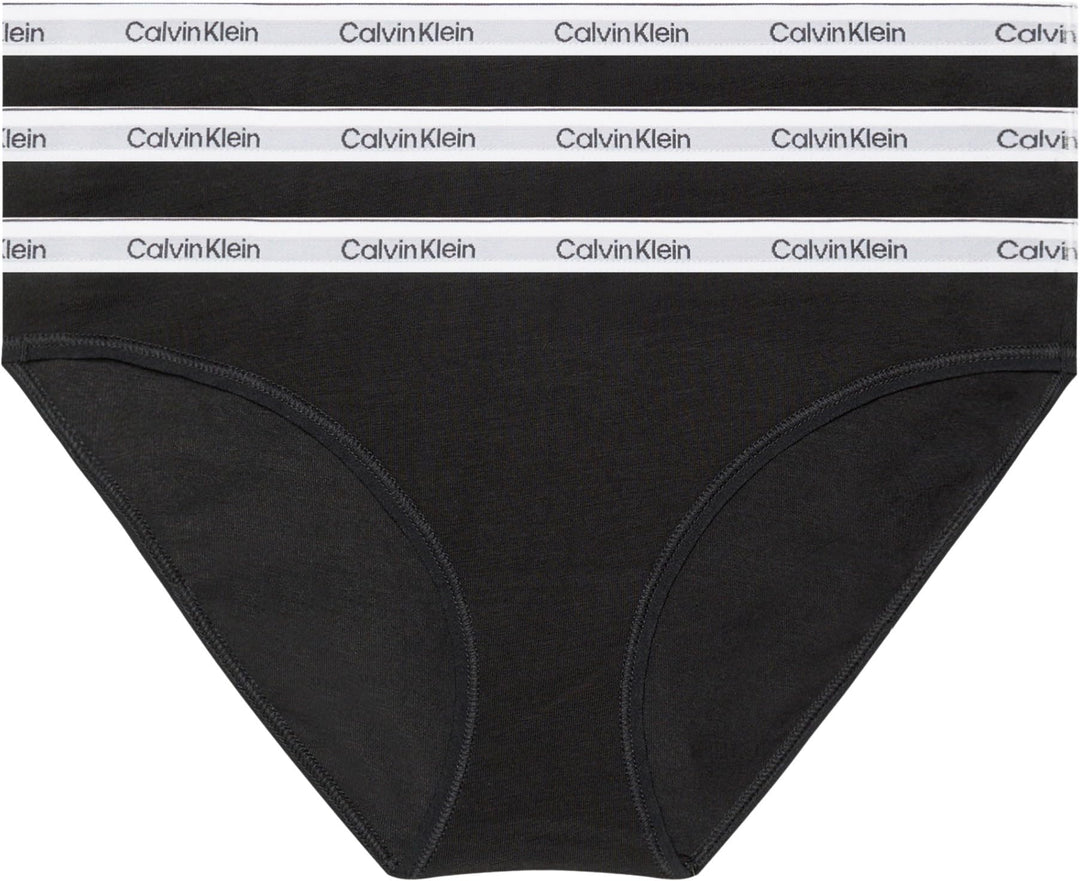 Calvin Klein Damen 3er Pack Slips Bikini Form Baumwolle mit Stretch, Schwarz (Black/Black/Black)