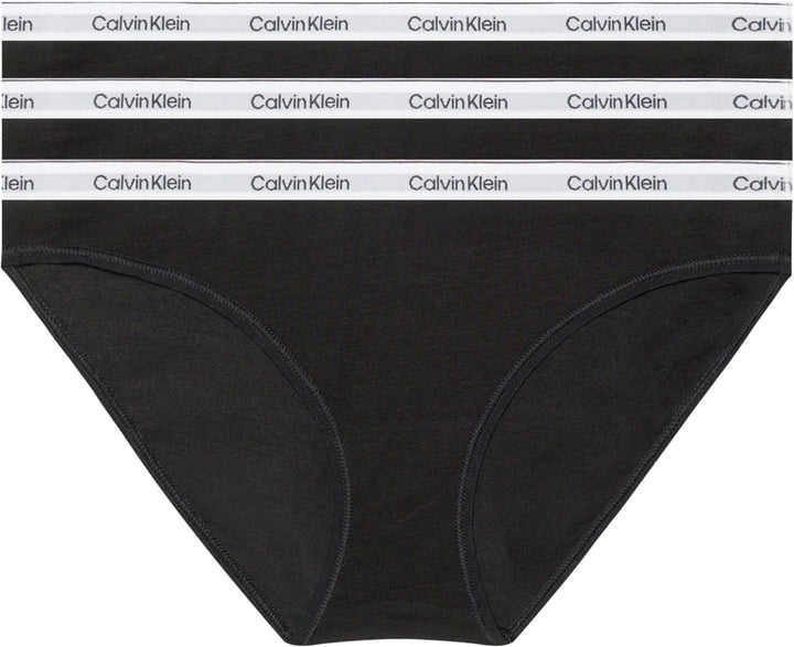 Calvin Klein Damen 3er Pack Slips Bikini Form Baumwolle mit Stretch, Schwarz (Black/Black/Black)