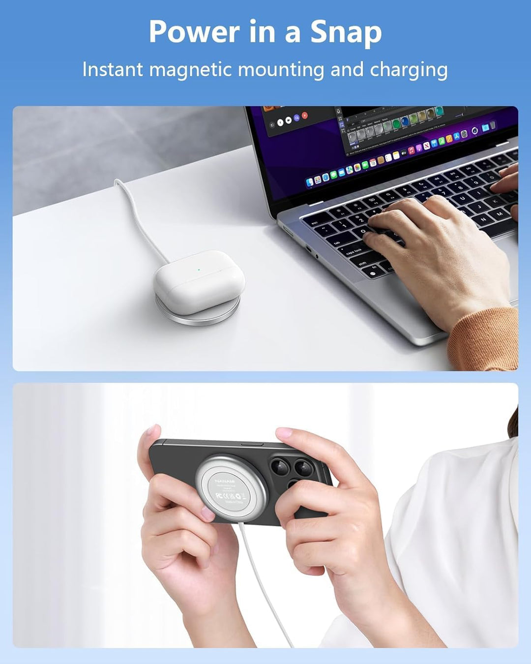 NANAMI MagSafe Ladegerät für iPhone mit 20W USB-C Adapter, Magnetisches Wireless Charger Induktive K