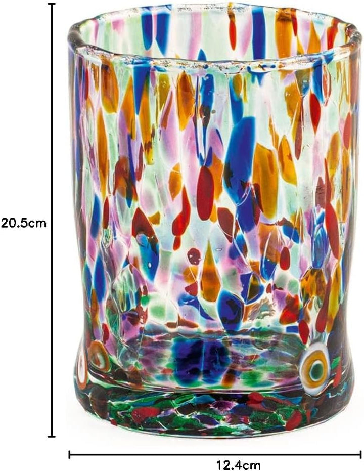 H&h set 6 bicchieri veneziano in vetro decorato multicolore cl 32 Gläser 32cl, Gläser 32cl