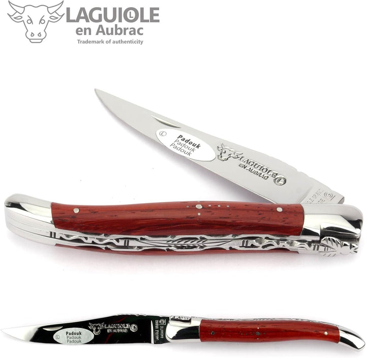 Laguiole en Aubrac Taschenmesser L0712PKIFI 12 cm Doppelplatine, Griffschalen Padouk, Klinge 10 cm g