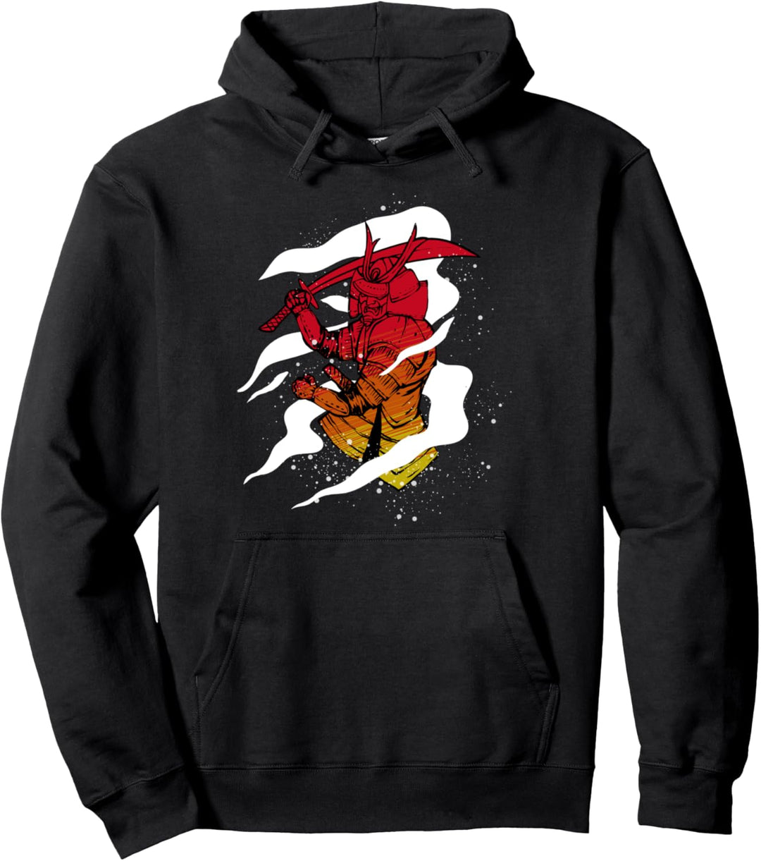 Japanische Kunst Samurai Vintage Kämpfer Retro Pullover Hoodie