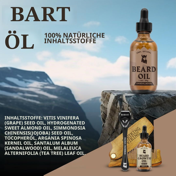 Striking Viking Bartöl und Bartbalsam - Bartpflege-Set für Männer mit natürlichem Bartöl und Bartbal