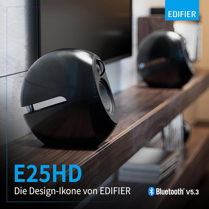 EDIFIER Luna E25 Design-Lautsprecherset mit Bluetooth (74 Watt), schwarz schwarz glänzend, schwarz g