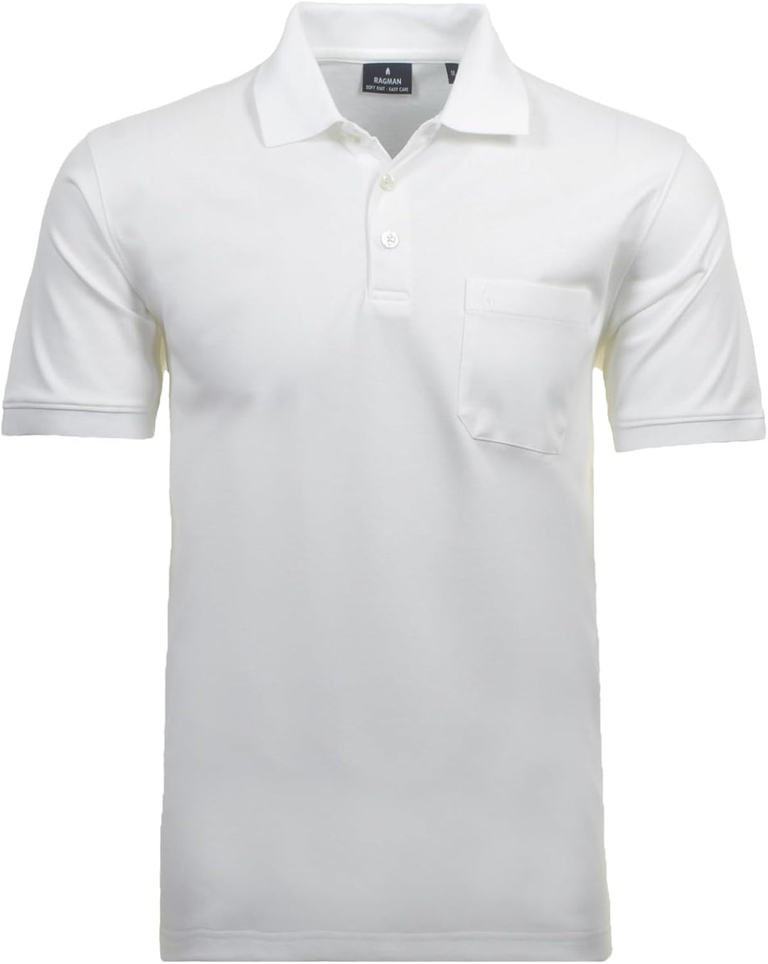 RAGMAN Herren Softknit-Polo mit Brusttasche, Kurzarm S Weiss-006, S Weiss-006