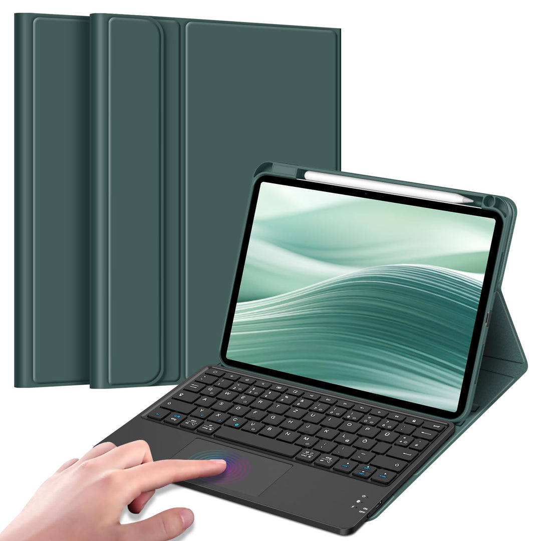 FINTIE Tastatur Hülle für iPad Pro 11 Zoll 2025/2024 (M5/M4), Soft TPU Rückseite Schutzhülle mit Sti