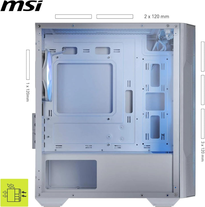 MSI MAG PANO M110R White - Mini-Tower-Gaming-PC-Gehäuse - Unterstützt GPUs mit Einer Länge von bis z