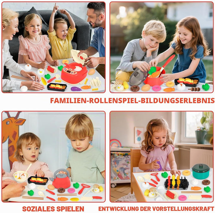 68 Pcs Komplettset für Kinderküchenzubehör, Küchen Rollenspiel Spielzeug, Küchenspielzeug mit Töpfen