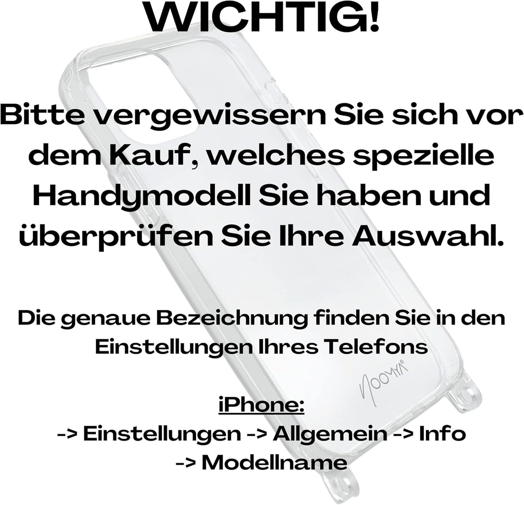 NOOMYA® Premium Fashion Handykette | Set Handyhülle iPhone 15 MAGSAFE & Handyband Midnight Star | Ha