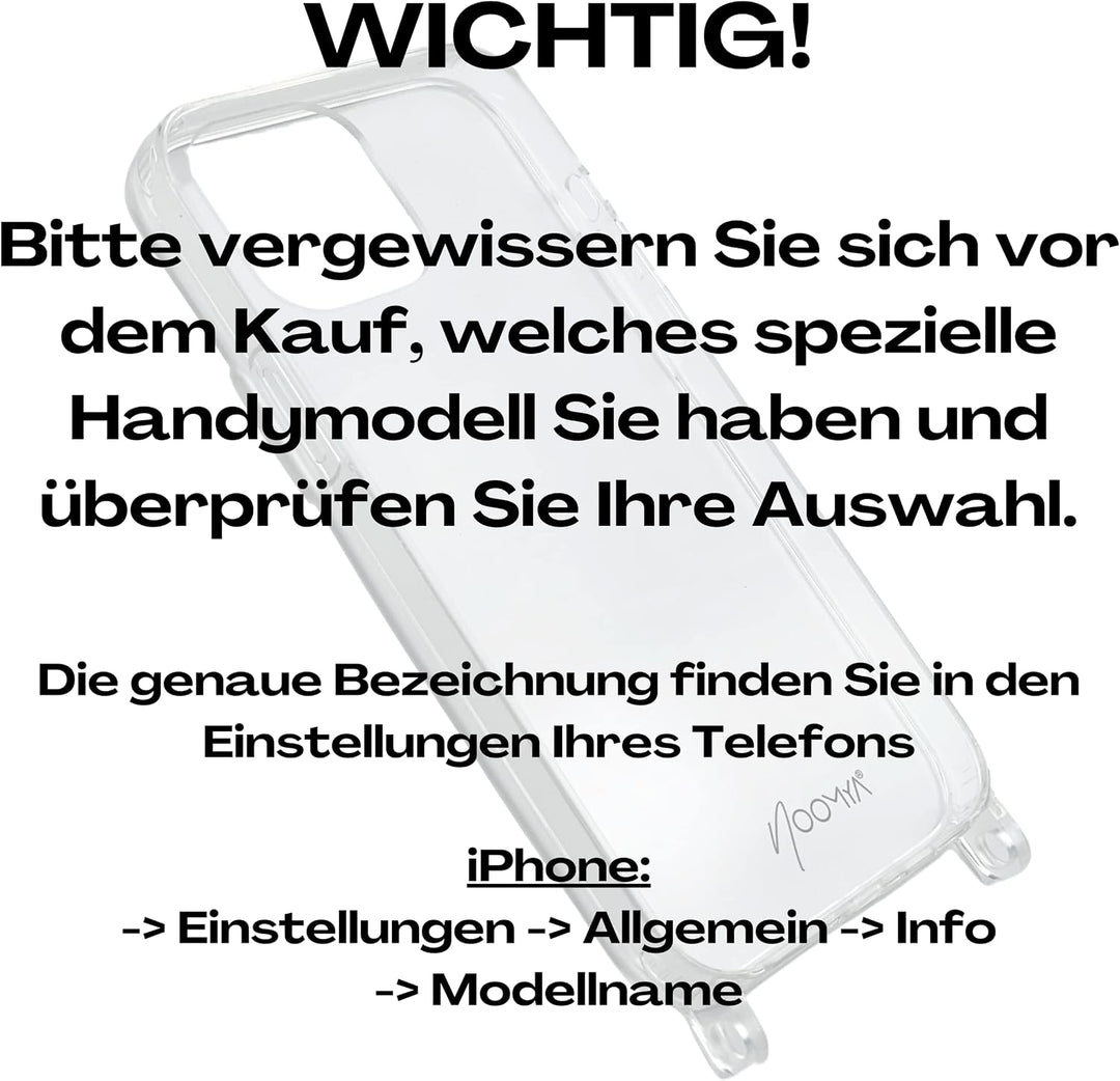 NOOMYA® Premium Fashion Handykette | Set Handyhülle iPhone 13 Mini &amp; Handyband Phantom Grey | Handyg