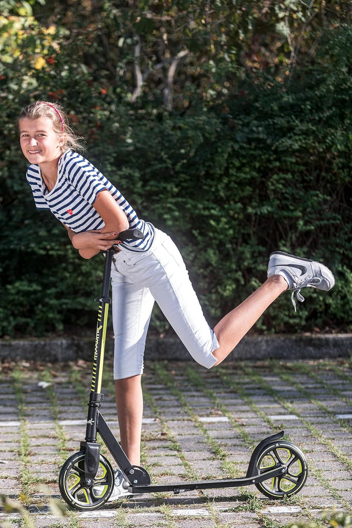muuwmi Aluminium Scooter Pro – Tretroller, 215 mm, ABEC 7, für Kinder und Erwachsene, GS-geprüft, hö
