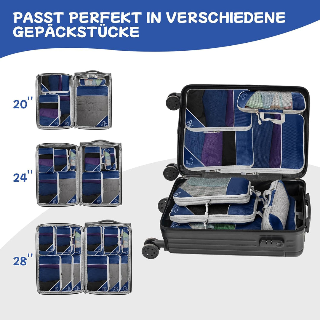5-teilig Kompressions Packwürfel Set für Reisen, Compression Packing Cube zur Organisation Ihres Rei