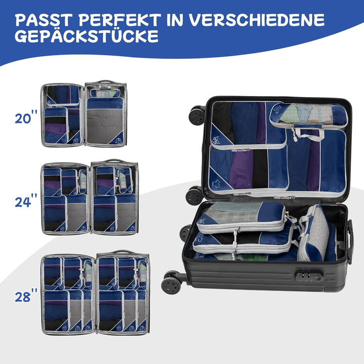 5-teilig Kompressions Packwürfel Set für Reisen, Compression Packing Cube zur Organisation Ihres Rei