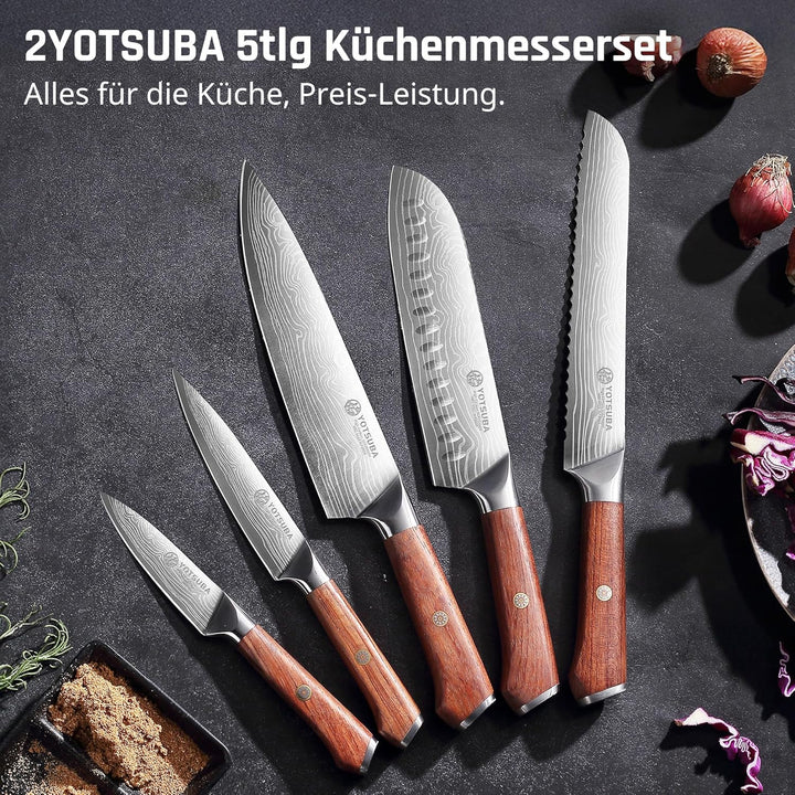 YOTSUBA Küchenmesser Set 5-teilig Messerset Scharf Küche aus hochwertigem Carbon Edelstahl, Ultra Sc