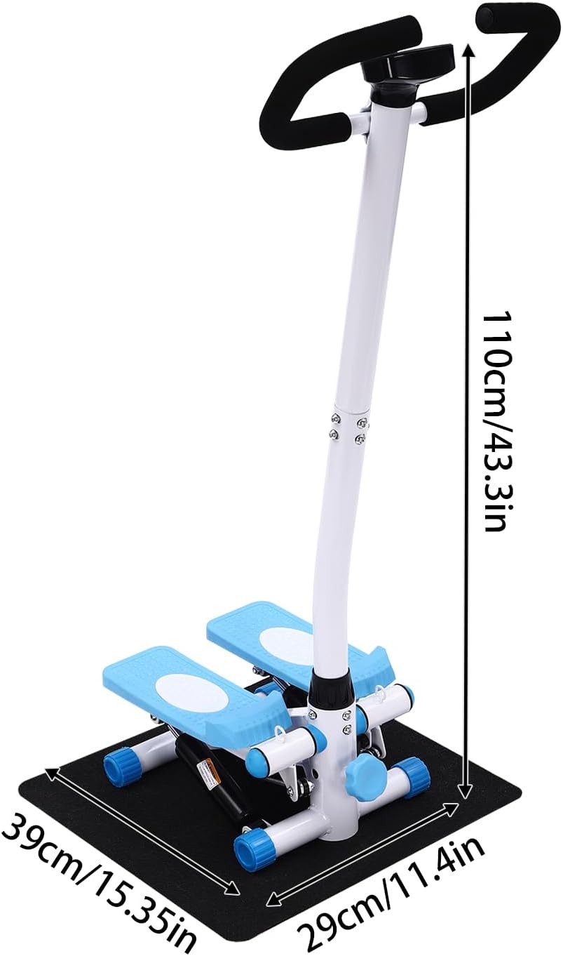 Fitness Mini Stepper Blau+Weiss Fitness Stepper Stahlrohr Übung Stepping Maschine mit Widerstandsbän