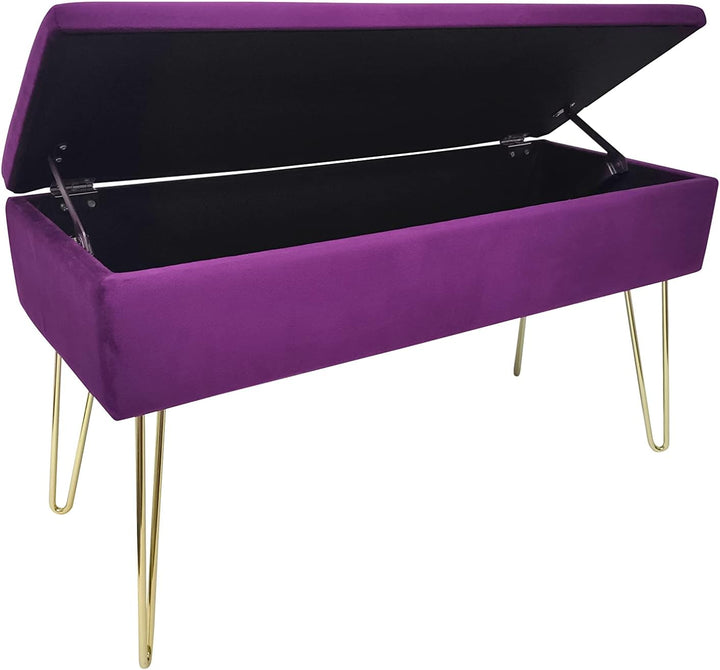 ECHTWERK Sitzbank “Scarlett“, Polsterbank mit Samtbezug, Aufbewahrungstruhe rechteckig, Schminkbank