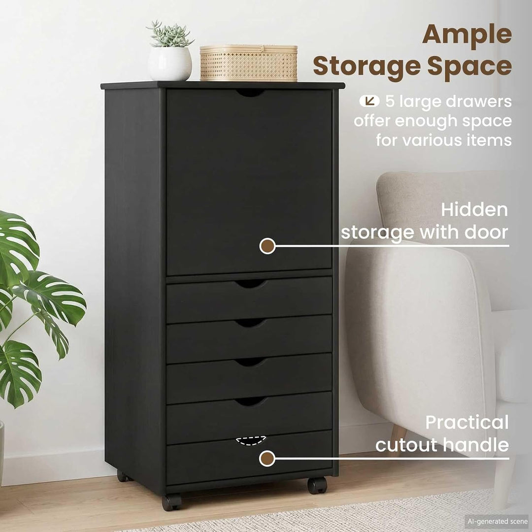 vidaXL Rollschrank 53 x 39 x 103 cm Massivholz Kiefer Grau, Grau