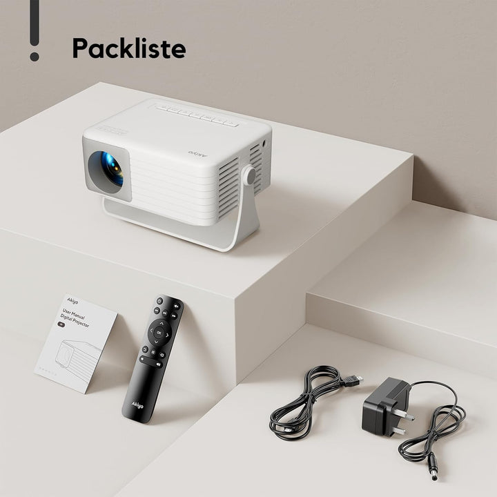 Mini Beamer mit Stativ, Beamer Full HD 1080P Unterstützt, AKIYO O1 Video Beamer für Handy Phone, Ges