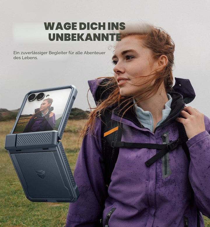 Dexnor Kompatibel mit Samsung Galaxy Z Flip 7 Hülle (2025) mit Dual Kickstands &amp; Auto-Close Scharnie