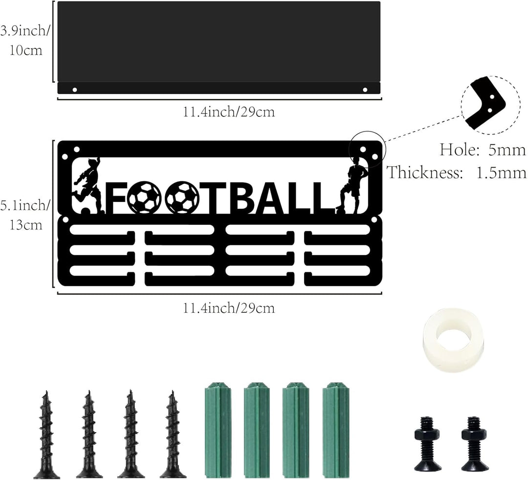 CREATCABIN Fussball Medaillenhalter Trophäenregal Medaillenaufhänger Display Mit Haken Regalständer