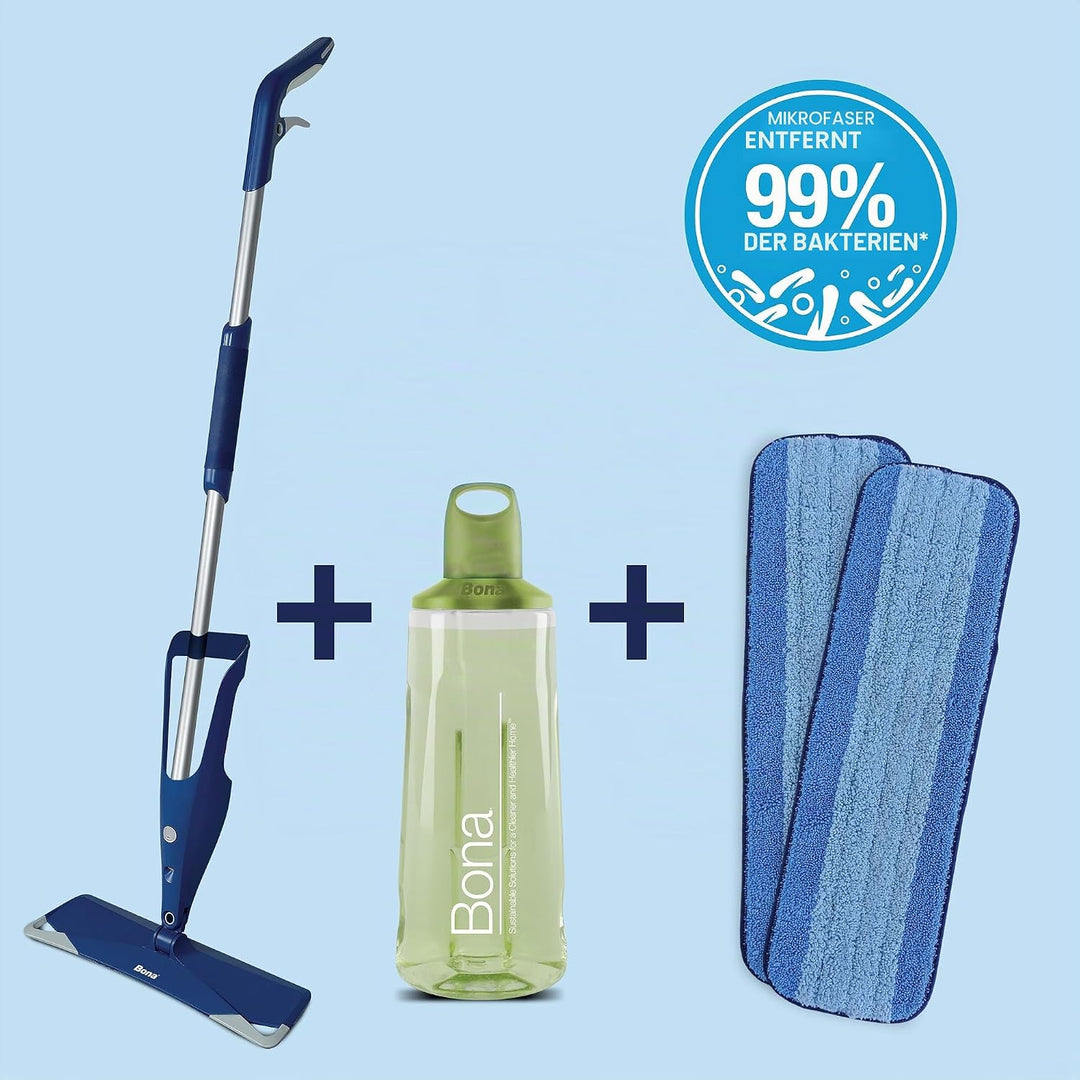 Bona Bodenwischer mit Sprühfunktion für Fliesen Laminat Stein, Fliesenreiniger Laminatreiniger Spray