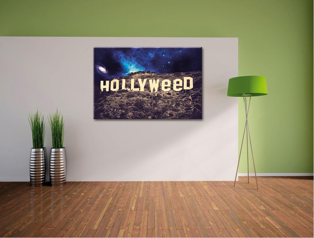 Pixxprint Hollyweed Format: 100x70auf Leinwand, XXL riesige Bilder fertig gerahmt mit Keilrahmen, Ku