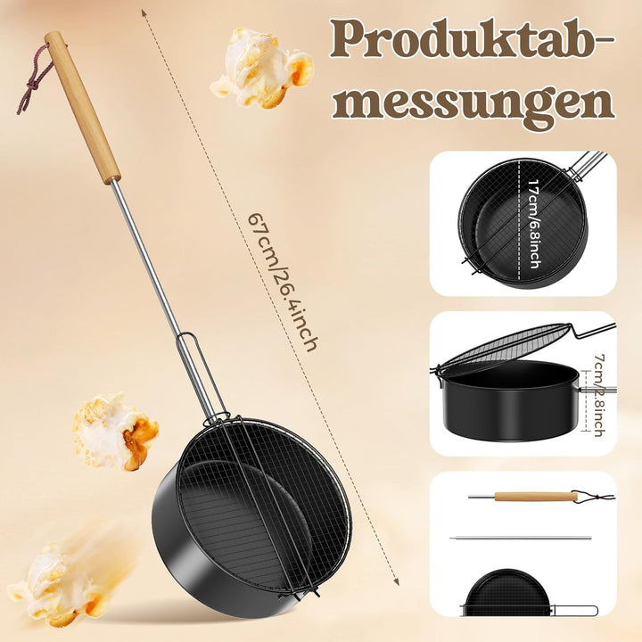 Popcorn-Grillpfanne für Lagerfeuer &amp; Grill, Outdoor Popcorn-Pfanne für Lagerfeuer, Grill und Feuersc