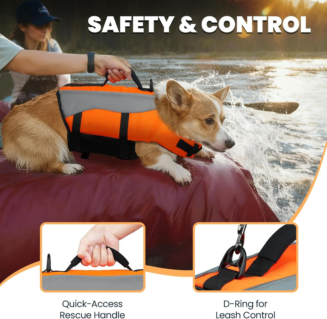 VIVAGLORY Front Float Schwimmweste Hund, Hundeschwimmweste für Bootfahren, Schwimmweste with Kopfstü