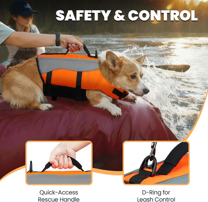 VIVAGLORY Front Float Schwimmweste Hund, Hundeschwimmweste für Bootfahren, Schwimmweste with Kopfstü