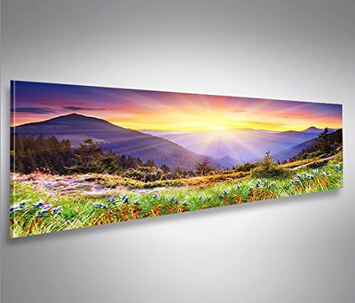 islandburner Bild Bilder auf Leinwand Regenbogen Berge Berglandschaft Intensive Farben Bergwiese Pan