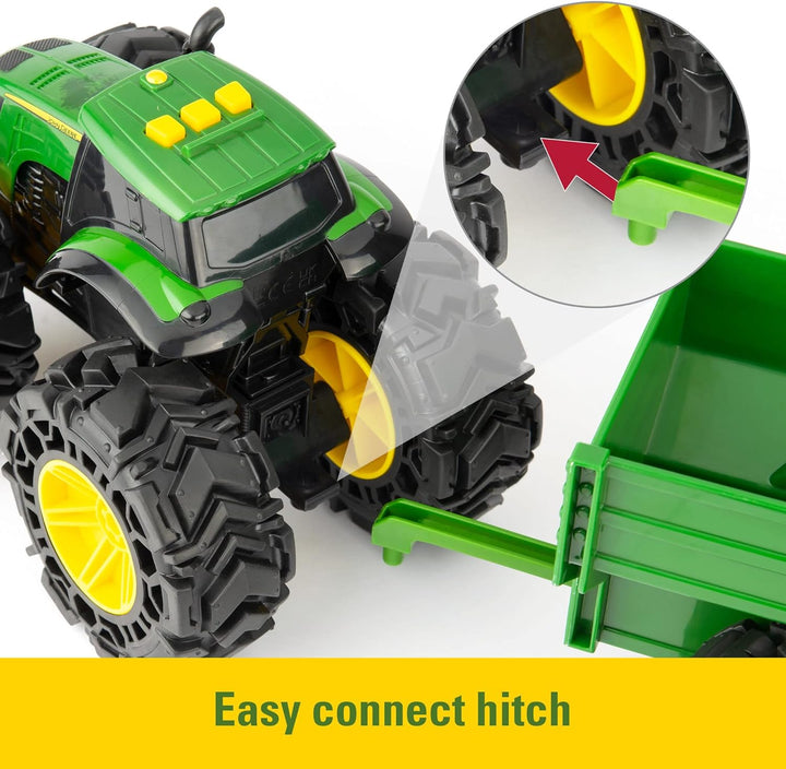Tomy 47353 John Deere Treads Traktor Wagon, Monster Truck Spielzeug Rädern, Grünes Kinderspielzeug,