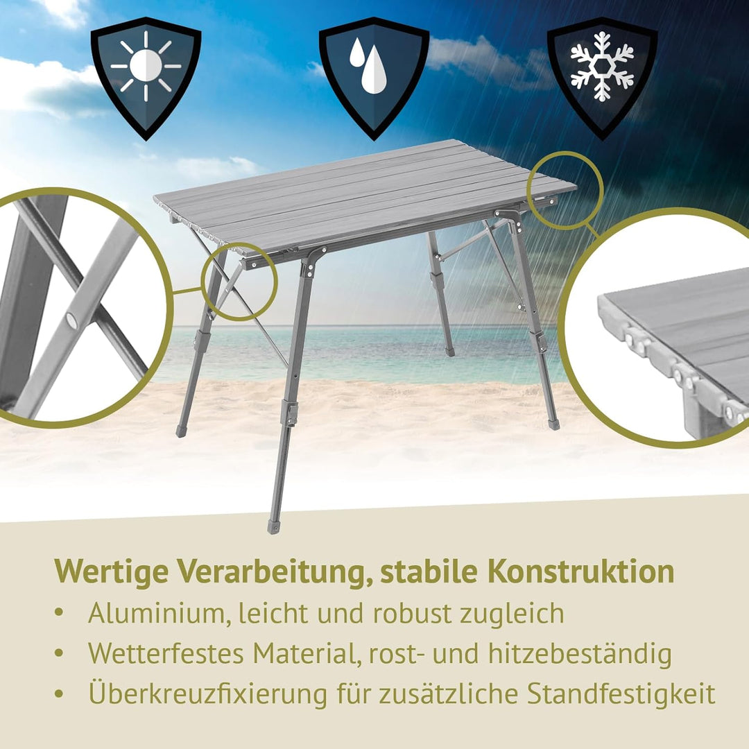 Campingtisch klappbar höhenverstellbar Falttisch tragbar Aluminium inkl. Tragetasche Outdoortisch we